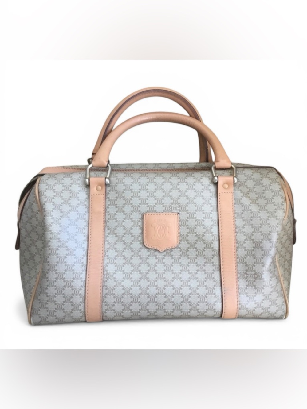Auth Celine vintage Beige macadam classic coated canvas large boston bag - Picture 1 of 6